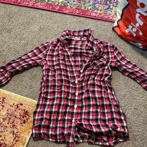 Gap Kids flannel shirt pink/black/white